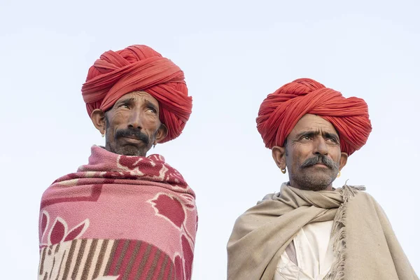 Pushkar India November 2018 Two Indian Men Desert Thar Pushkar — Stock Photo, Image