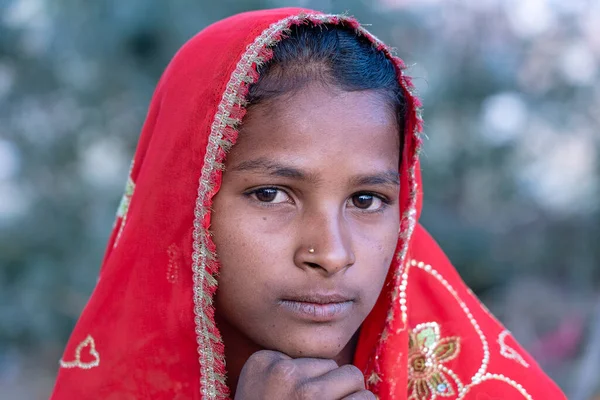 Pushkar India Νοεμβρίου 2018 Ινδικό Νεαρό Κορίτσι Στην Έρημο Thar — Φωτογραφία Αρχείου