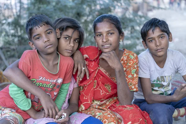 Pushkar India November 2018 Індійський Хлопчик Дівчинка Пустелі Тар Вчасно — стокове фото
