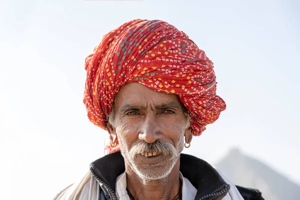 Pushkar Inde Novembre 2018 Homme Indien Dans Désert Thar Pendant — Photo