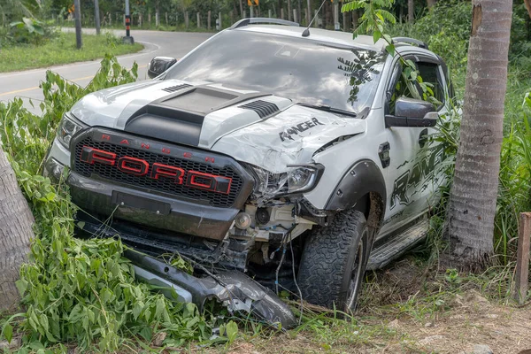 Koh Phangan Tajlandia Styczeń 2019 Wypadek Samochodowy Drodze Wyspie Koh — Zdjęcie stockowe