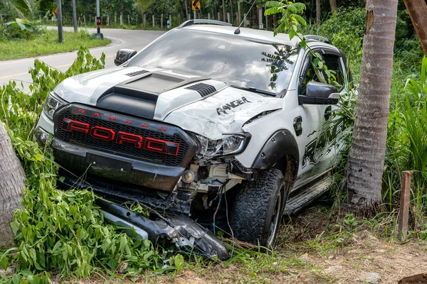 Koh Phangan Tailandia Enero 2019 Accidente Tráfico Ocurrido Carretera Isla —  Fotos de Stock