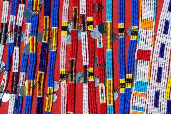 Tribal Masai Pulseiras Coloridas Para Venda Para Turistas Mercado Praia — Fotografia de Stock