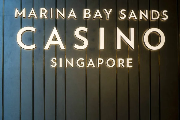 Сінгапурське Місто Сінгапур February 2020 Signboard Marina Bay Sands Casino — стокове фото