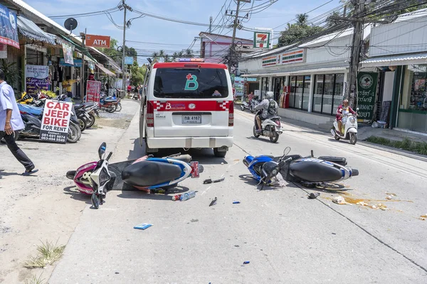 Koh Phangan Tailândia Maio 2019 Acidente Moto Que Aconteceu Estrada — Fotografia de Stock