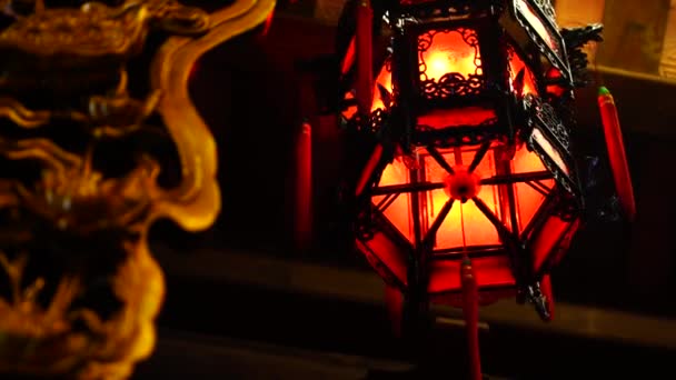Китайський Червоний Ліхтар Обертається Буддійському Храмі Поблизу Міста Дананг Єтнам — стокове відео