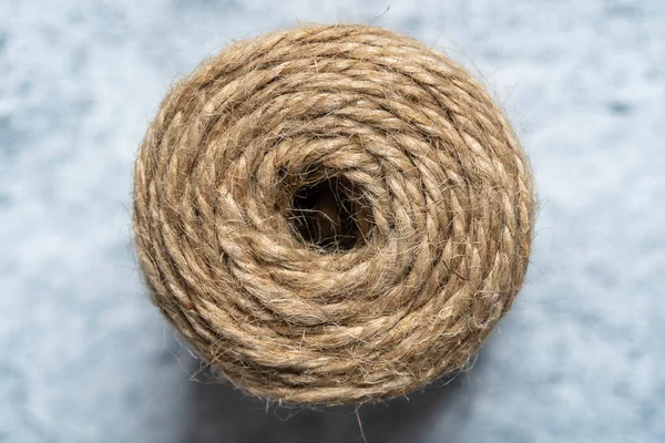 High Quality Handmade Coil Made Natural Hemp Rope Isolated White — Stock Photo, Image