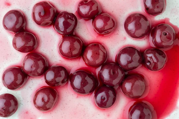 Cerezas Alcohol Propio Jugo Plato Cerca Vista Superior Cereza Roja — Foto de Stock