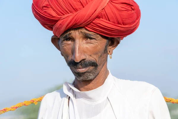 Pushkar Inde Novembre 2018 Homme Indien Dans Désert Thar Pendant — Photo