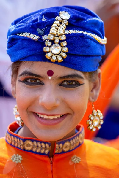 新德里 2017年1月23日 印度女孩参加了即将举行的印度共和国日游行的彩排活动 印度新德里 — 图库照片
