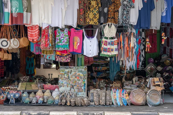 Ubud Bali Indonesia March 2019 Street Clothes Shop Souvenirs Close — Stock Photo, Image