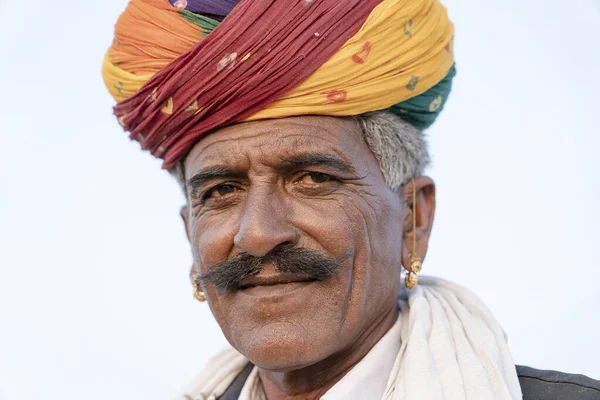 Pushkar India November 2018 Indian Man Desert Thar Pushkar Camel — Stock Photo, Image