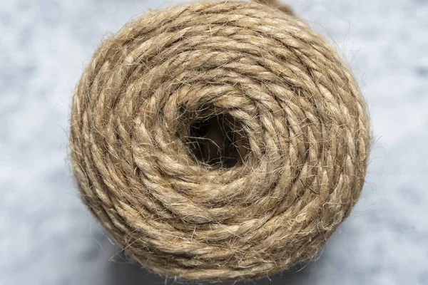 High Quality Handmade Coil Made Natural Hemp Rope Isolated White — Stock Photo, Image