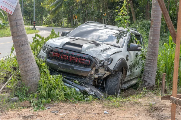 Koh Phangan Thailand Června 2019 Autonehoda Která Stala Silnici Ostrově — Stock fotografie