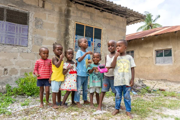 Zanzibar Tanzanie Ledna 2020 Neznámé Africké Malé Děti Ulici Ostrova — Stock fotografie