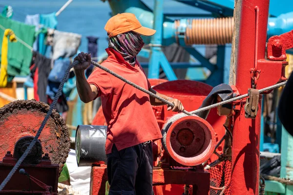 Kota Kinabalu Malaysia February 2020 Portrait Malaysian Male Worker Street — Stock Photo, Image