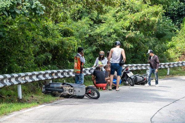 Koh Phangan Thaïlande Février 2020 Accident Moto Survenu Sur Route — Photo