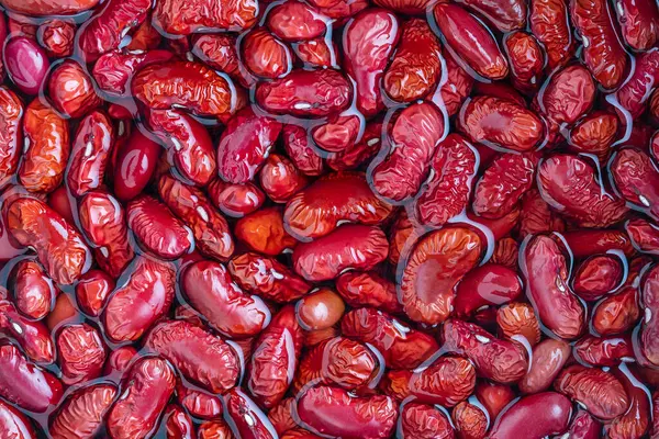 Patrón Frijoles Rojos Como Fondo Agua Primer Plano Macro Vista — Foto de Stock