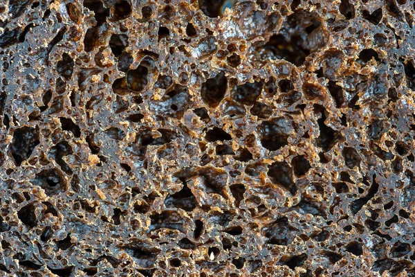 Soyut Arkaplan Doku Yapımı Siyah Ekmek Yakın Plan Üst Görünüm — Stok fotoğraf