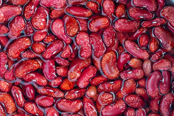 Patrón Frijoles Rojos Como Fondo Agua Primer Plano Macro Vista — Foto de Stock