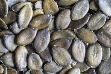 Yeşil kabak tohumlarının makro arkaplan dokusu, kapat, üst görünüm