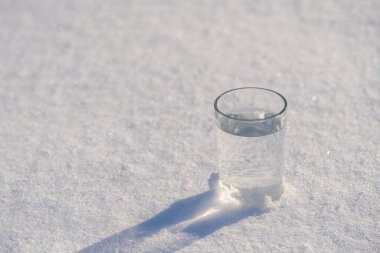 Kışın beyaz bir kardaki suyla kaplan.