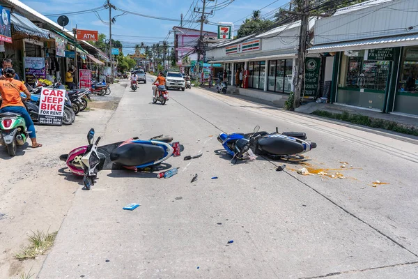 Koh Phangan Tailândia Maio 2019 Acidente Moto Que Aconteceu Estrada — Fotografia de Stock