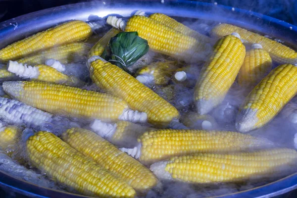 Mais Einem Topf Auf Dem Street Food Markt Thailand Kochen — Stockfoto