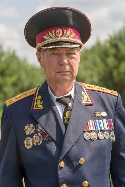 Eslavuta Ucrania Agosto 2021 Antiguo General Del Ejército Ucrania Participa —  Fotos de Stock