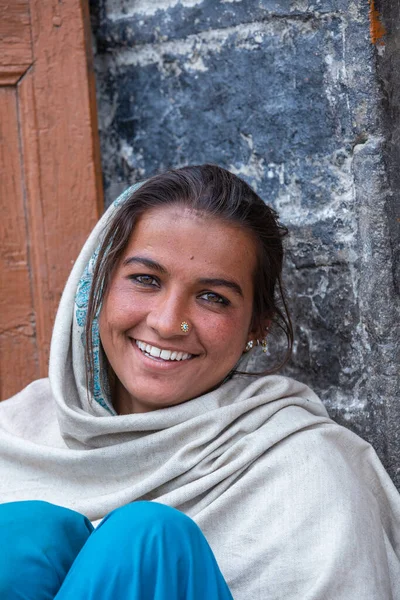 Leh India Június 2015 Indian Happy Girl Street Market Mountain — Stock Fotó