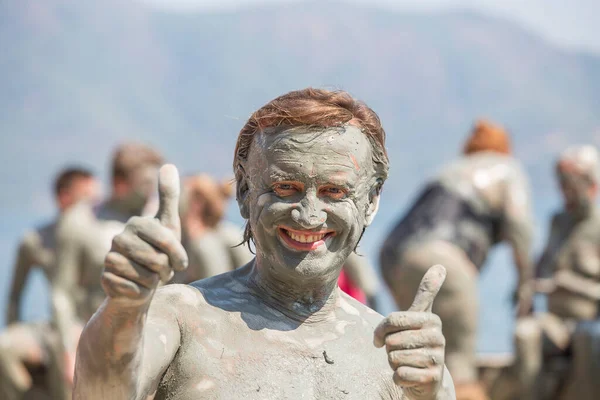 Mud Treatment Dalyan Turkey Portrait Happy Man Who Takes Mud — Stock Photo, Image