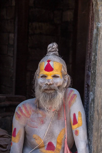 Kathmandu Nepal Okt 2016 Älterer Sadhu Guru Mann Posiert Für — Stockfoto