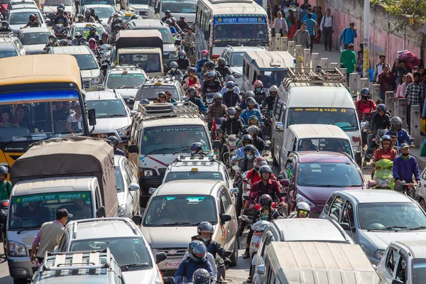 Kathmandu Nepal Oct 2016 Traffic Jam Air Pollution Central Kathmandu — Stock Photo, Image