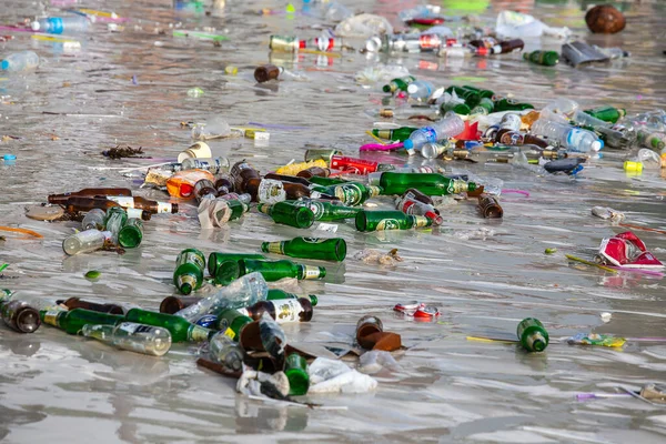 Koh Phangan Thajsko 2015 Důsledky Znečištění Mořské Vody Pláži Haad — Stock fotografie