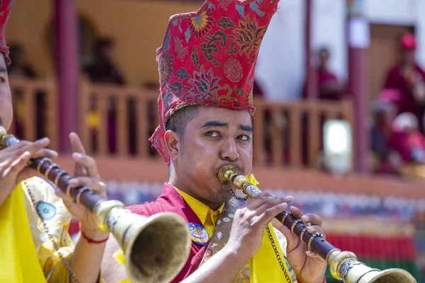 Ladakh Północne Indie Czerwiec 2015 Tybetański Buddyjski Mnich Podczas Festiwalu — Zdjęcie stockowe