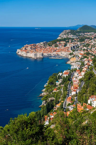 Luftaufnahme Der Altstadt Dubrovnik Blaues Meer Und Berge Kroatien Dalmatinische — Stockfoto