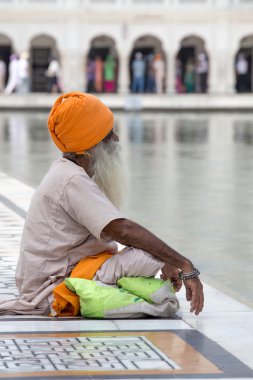 Amritsar, Pencap, Hindistan altın tapınağı ziyaret Sih adam.