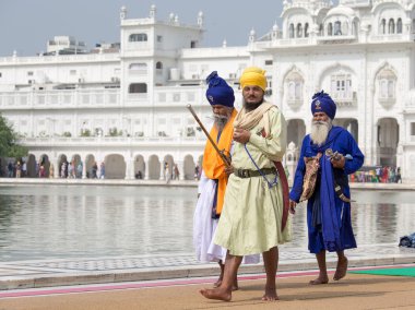 Amritsar, Pencap, Hindistan altın tapınağı ziyaret Sih adam.