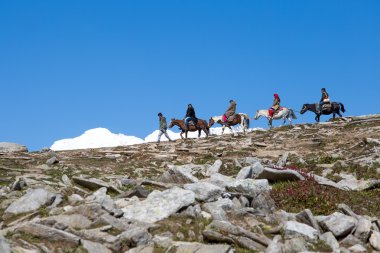 tourists having fun on the Rohtang Pass, Himachal Pradesh, India clipart