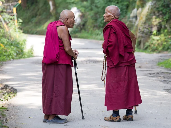 Två gamla tibetansk buddhistisk munk i Dharamsala, Indien — Stockfoto