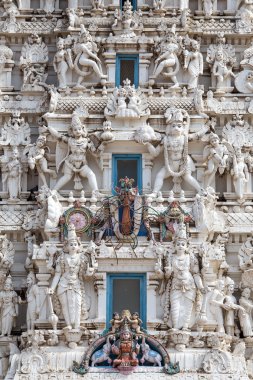 Hindistan, Pushkar, Rajasthan 'daki bir tapınaktaki Hindu tanrısı detayları..