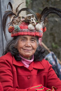 Ifugao pirinç terasları Banaue, Filipinler yanında içinde ulusal kadın. 