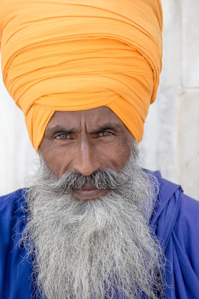 Portrét indické sikh člověka v turbanu s bujným vousem — Stock fotografie