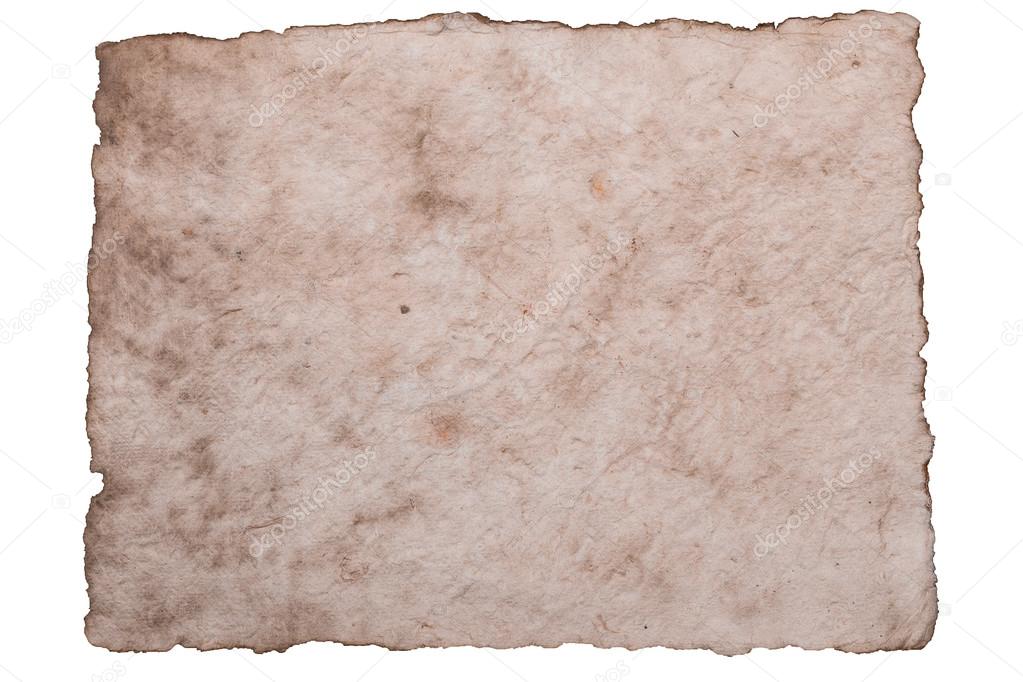 Old ancient sheet paper isolated on white background