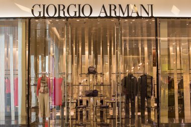 Front view of Giorgio Armani store in Siam Paragon Mall. Bangkok, Thailand clipart
