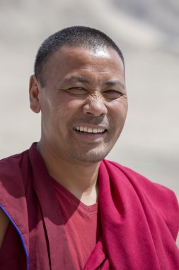 Ladakh Tibetli Budist keşiş. Hindistan