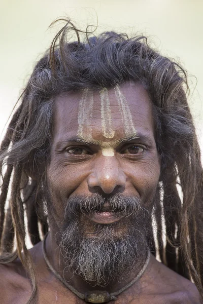 Retrato sadhu, homem santo. Rishikesh, Índia — Fotografia de Stock