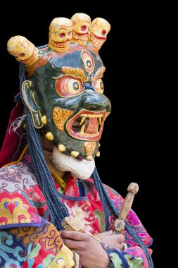 Tibetli Budist lamas törensel bir dans Lamayuru, Ladakh, Hindistan manastırda gerçekleştirmek.