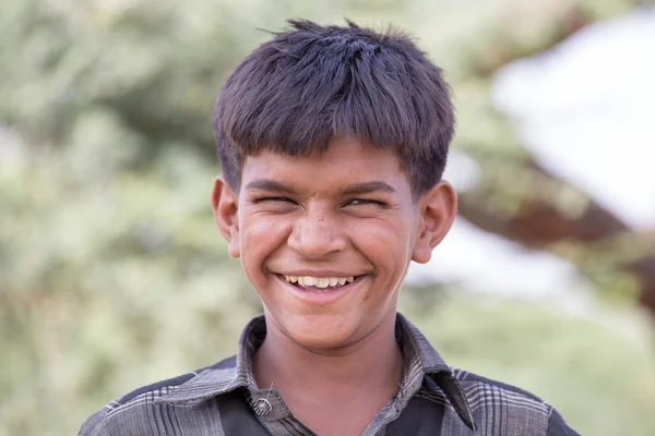 Indian boy attended the annual Pushkar Camel Mela — Stock fotografie