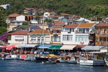 Prens Adaları'nın lüks konut konut ile Burgaz Adası hillside görünümü kenarı, Türkiye